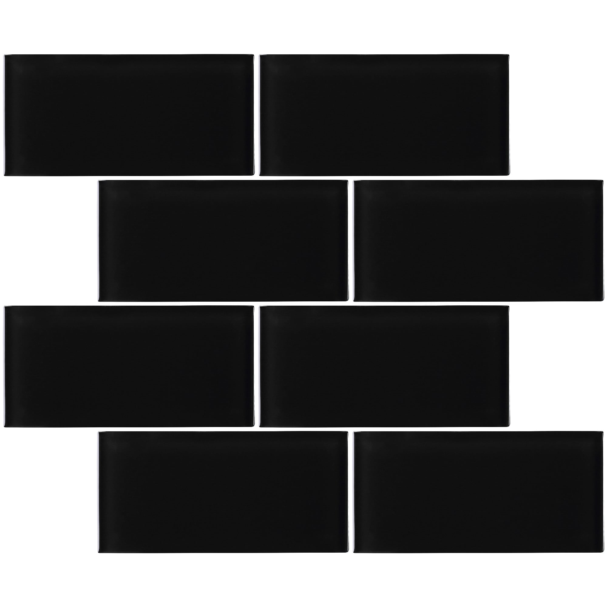 Black Glass Wall Tiles / Black Art Hand Painted Design Glass Mosaic